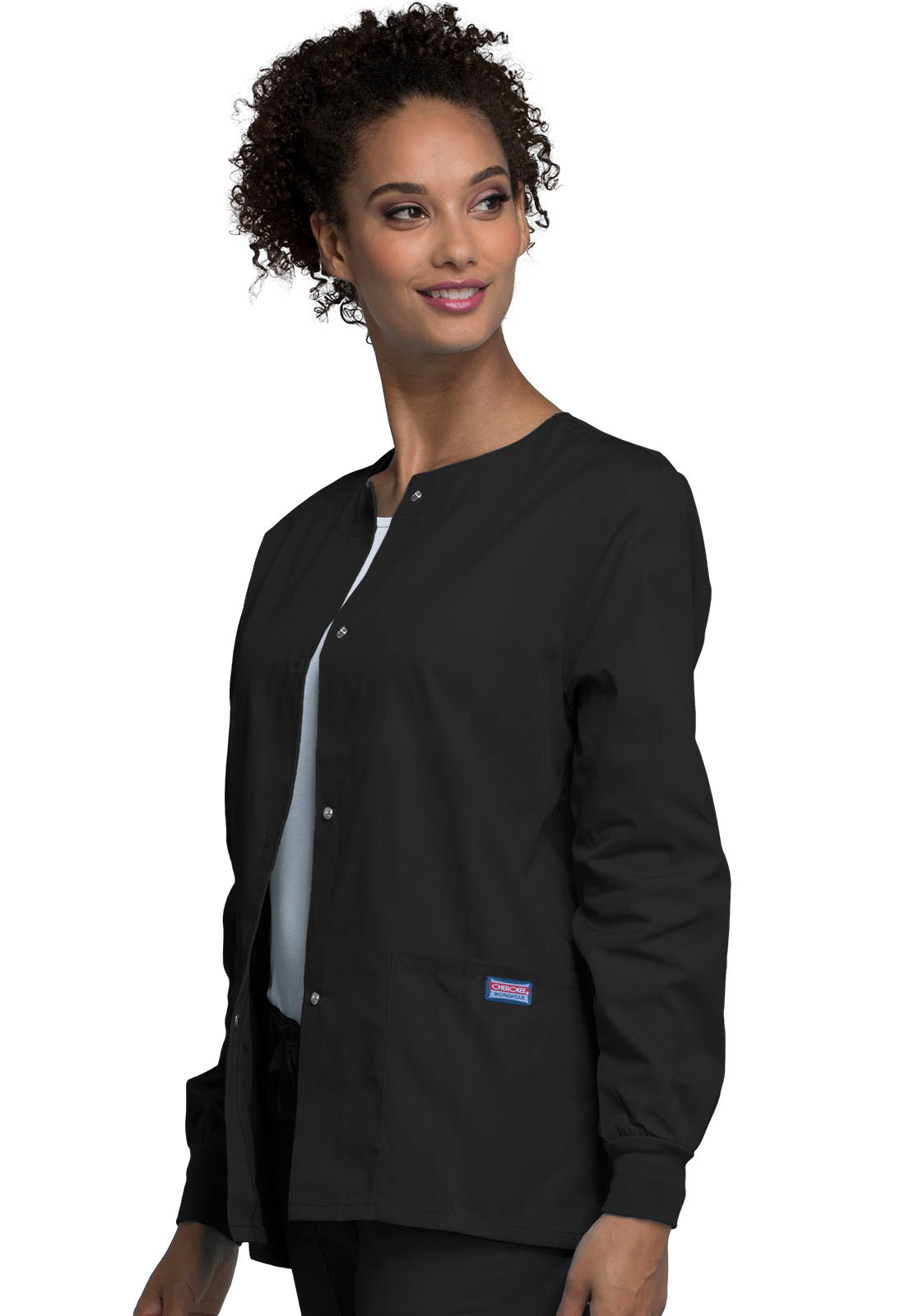 Snap Front Warm-Up Jacket in Black WW Originals