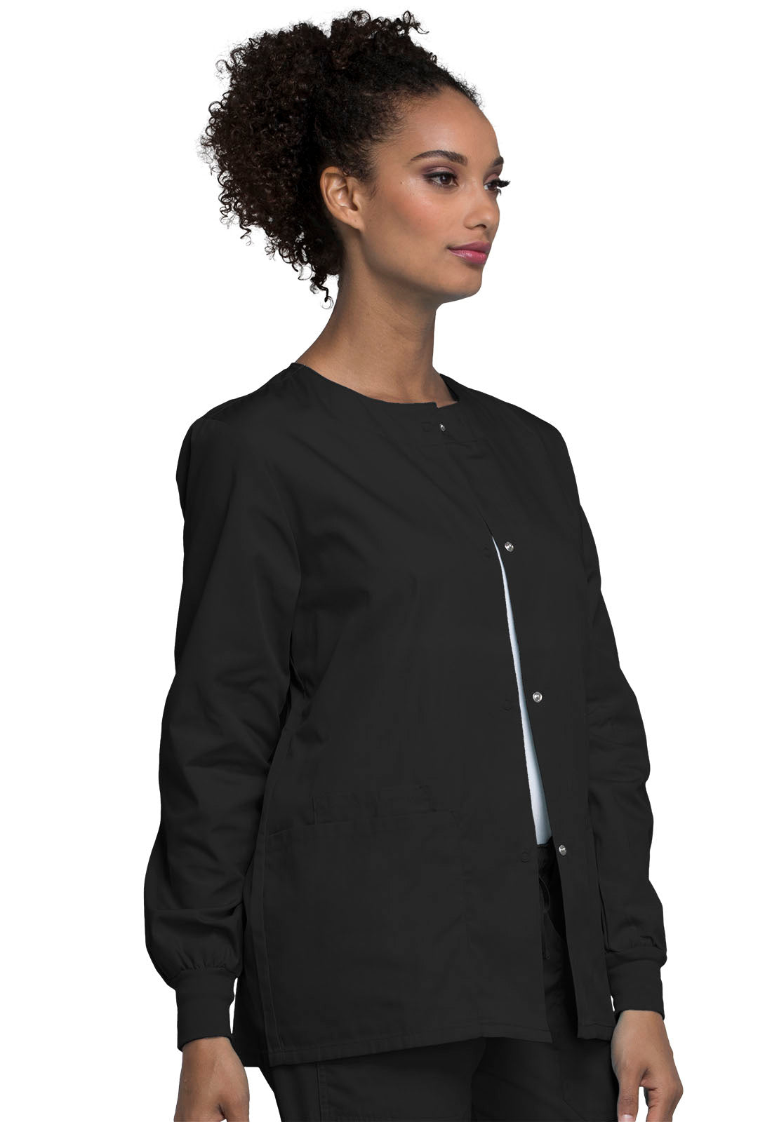 Snap Front Warm-Up Jacket in Black WW Originals