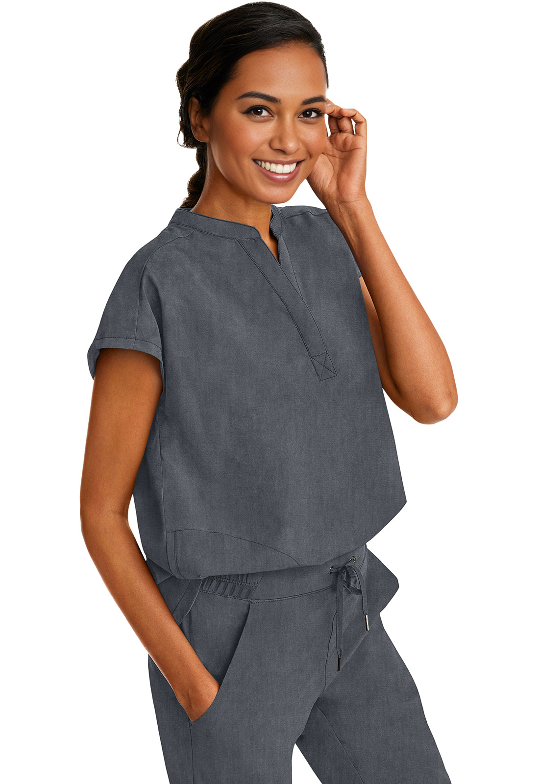 Healing Hands Purple Label Journey Top in Heather Grey