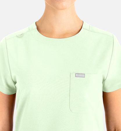 MAEVN MOMENTUM WOMEN'S TUCKABLE ROUND NECK TOP in HONEY DEW