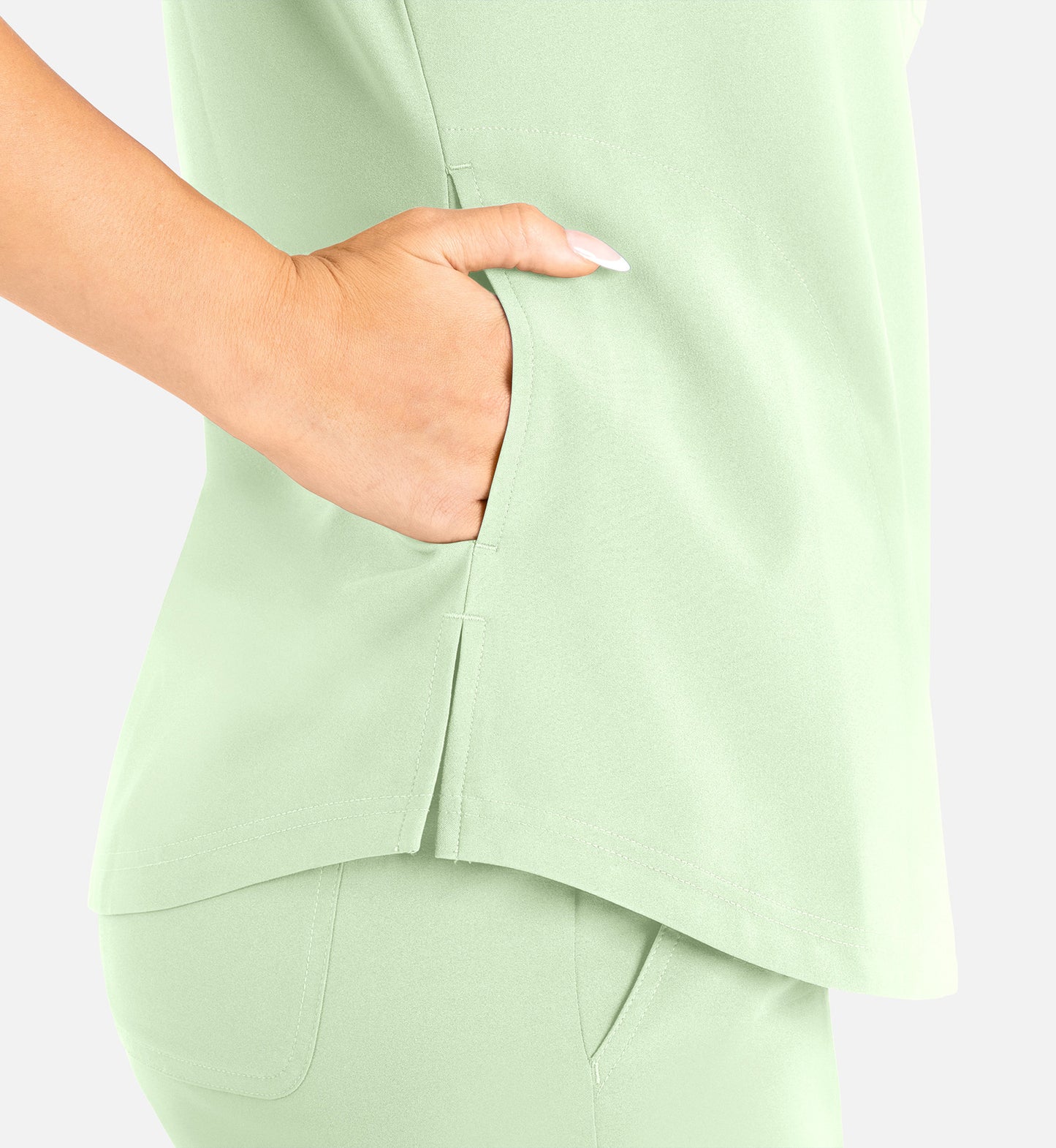 MAEVN MOMENTUM WOMEN'S TUCKABLE ROUND NECK TOP in HONEY DEW