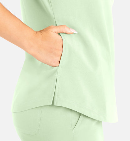 MAEVN MOMENTUM WOMEN'S TUCKABLE ROUND NECK TOP in HONEY DEW