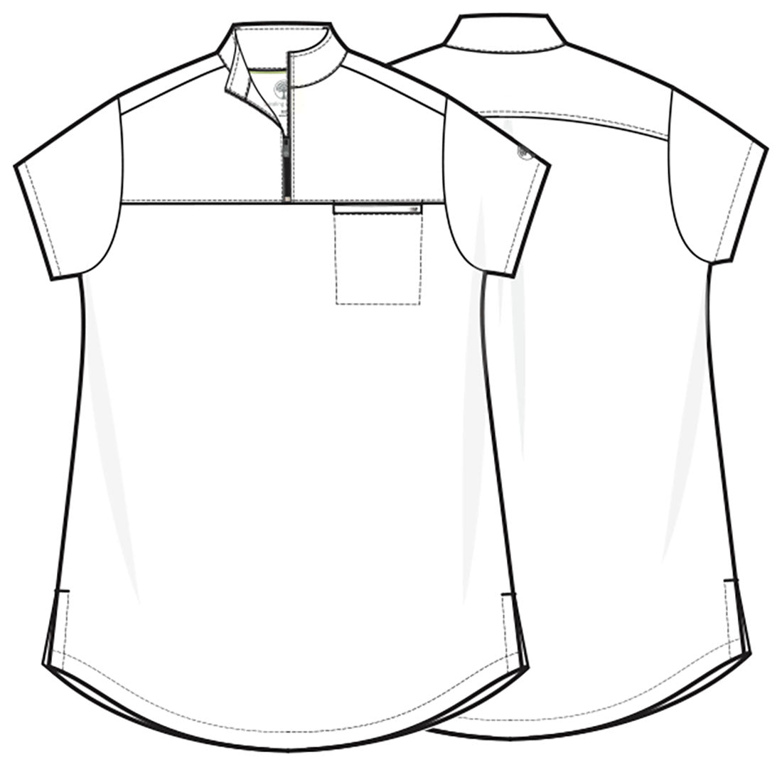 Women's Partial Zip Stand Collar Top in White Gardenia HH QUEST