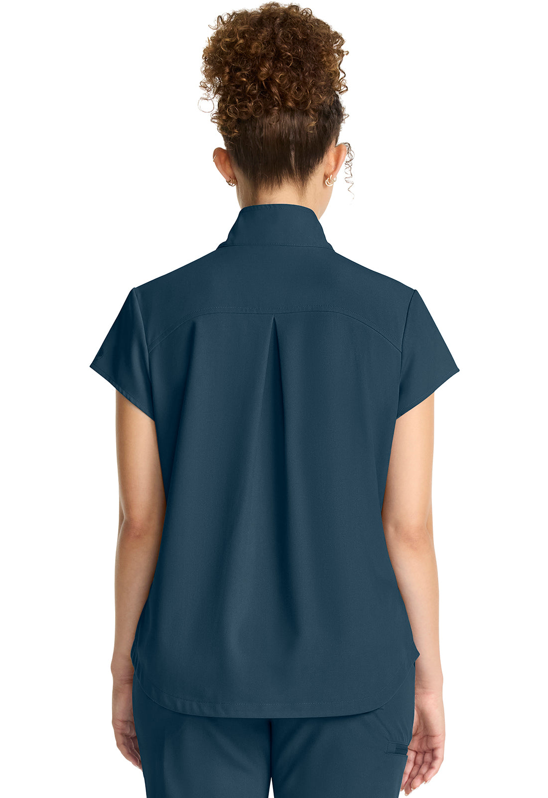 Women's Partial Zip Stand Collar Top in White Gardenia HH QUEST