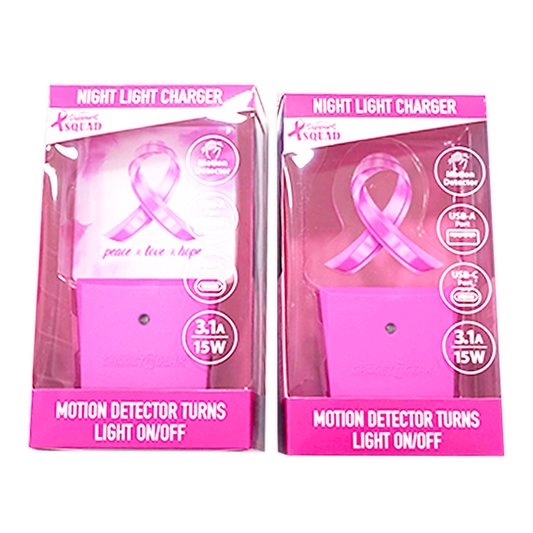 Dual Port USB-A / USB-C Night Light Charger PINK Assortment