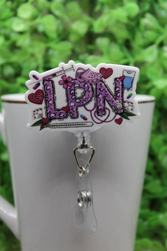 LPN Purple Leopard Badge/ID Holder Reel