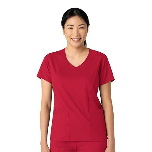Wink Boundless Women's 2-Pocket V-Neck Scrub Top - Red, XL
