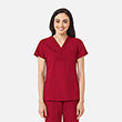 Maevn Women V-Neck Scrub Top – Red Panda