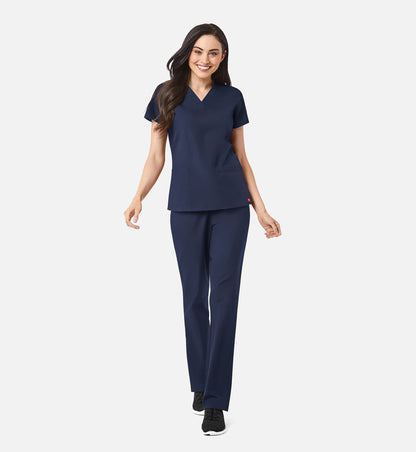 Maevn Women V-Neck Scrub Top – Red Panda